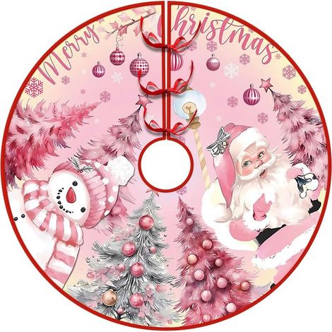 Jupe de sapin de Noël rose, 91 cm (36 pouces), jupe de sapin de Noël, décoration de Noël pour la maison, tapis de sapin de Noël style ferme, décoration et cadeau pour la fête du Nouvel An (1/5)
