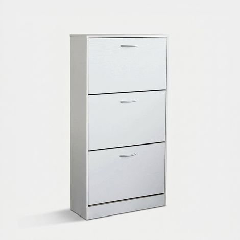 Zapatero de madera ahorraespacio de 3 puertas Vicky - Blanco (1/5)