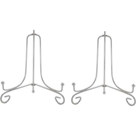 Lot de 2 Argenté Métal chevalets Porte Assiette Présentoirs Décoratifs en Pour Photo, Cadres Pour Image, Livres de cuisine, Assiettes décoratives, Tableaux et pièces d’art,6 pouces (1/4)