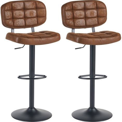 Set mit 2 Barhockern TILTON Kunstwildleder drehbar Braun (1/5)