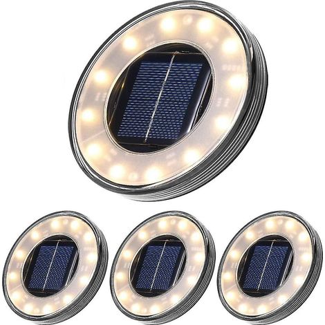 Lot de 4 lampadaires solaires LED, 12 LED, éclairage extérieur solaire, étanche IP68, lampadaires, B (1/5)