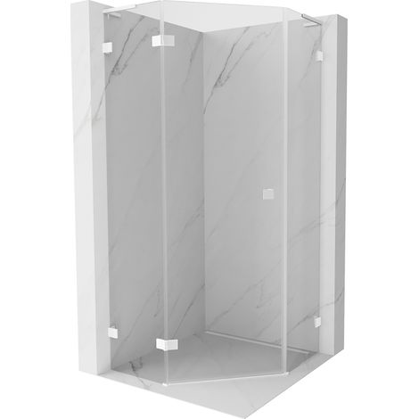 Mexen Lunar L cabine de douche pentagonale battante gauche 80 x 80 cm, transparent, blanc - 831L-080L-080P-20-00-L (1/5)
