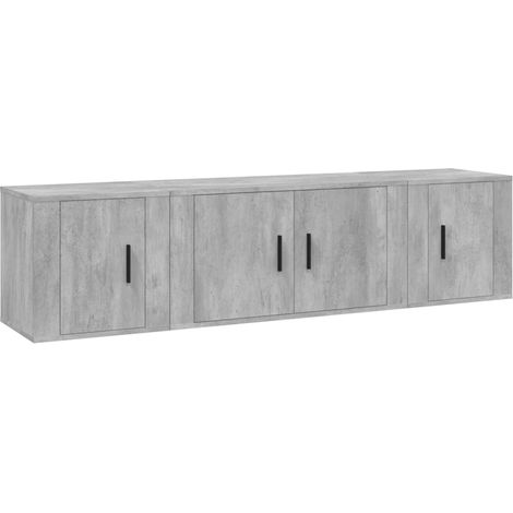 Conjunto de muebles mueble aparador TV televisión salón dormitorio sala 3 piezas madera ingenierizada gris 020024500