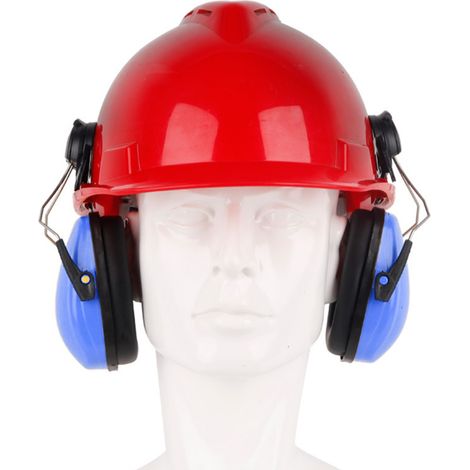 Geräuschunterdrückende Kopfhörer, Schutzhelm-Typ, für Baustellen, Forstwirtschaft, Schneid- und Schleifarbeiten, Lärmreduzierung, blaue geräuschunterdrückende Kopfhörer (1/5)