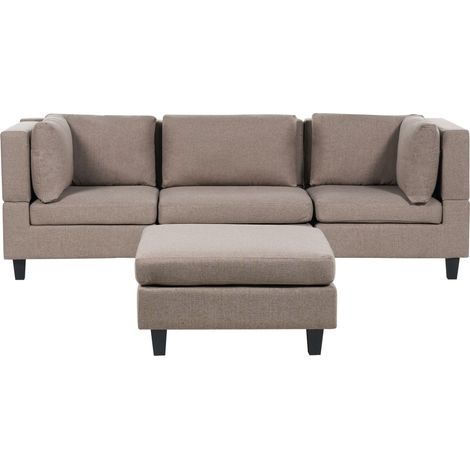 Modular Sofa 3 Seater UNSTAD Fabric Brown with Ottoman (1/5)