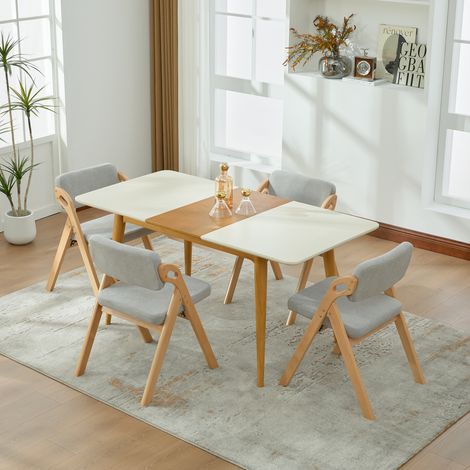 Chaises pliantes empilables (lot de 4) avec assise rembourrée en bois massif (hêtre), idéales comme chaises d'appoint pour la cuisine, le bureau, les mariages, les fêtes et les pique-niques. Gary (1/5)