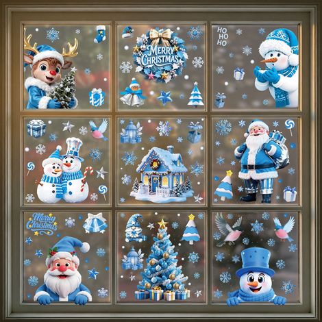 Autocollants de Noël 2027 pour vitrines de centres commerciaux, décorations de vitrines, autocollants antistatiques, autocollants de porte de Noël, stickers pour fenêtres