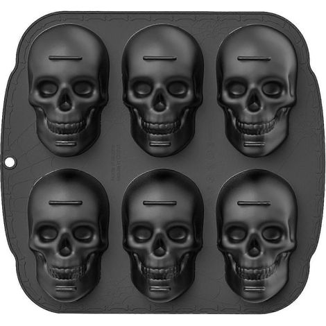 Moule à gâteau Halloween 6 pièces en silicone, motif crâne, grand moule à gâteau en forme de crâne (1/2)