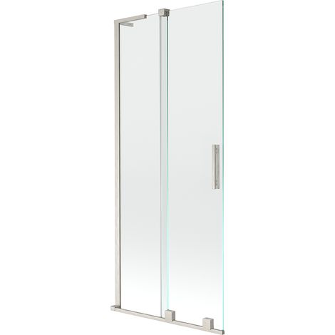 Mexen Velar L Badewannenwand 2-flügelig verschiebbar 80 x 150 cm, transparent, gebürsteter Nickel - 896-080-003-01-97 (1/5)