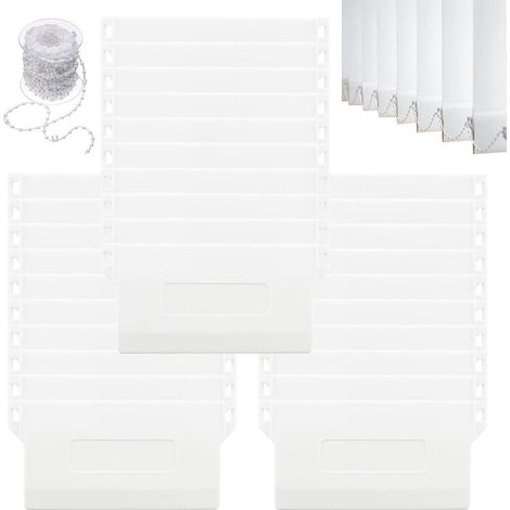 Set of 30 replacement slats (89 mm), weight plates with 10 m roller chain, white weights for vertical blinds, accessories for curtains, living room doors and windows (1/5)
