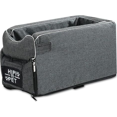 Asiento de seguridad para coche para perros y gatos de hasta 6 kg – Portátil, transpirable, lavable y con cesta extraíble – Gris