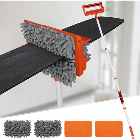 Mocio telescopico 2 in 1, in ciniglia e microfibra, per pavimenti e pareti, 159 cm (1/4)