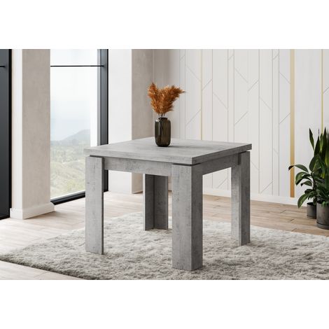 Tavolo Moderno Estensibile Da 4 A 8 Persone Con Gambe Spesse Per Cucina Sala Da Pranzo E Soggiorno 90 X 90 / 180 X 90 Cm Grigio Cemento (1/5)