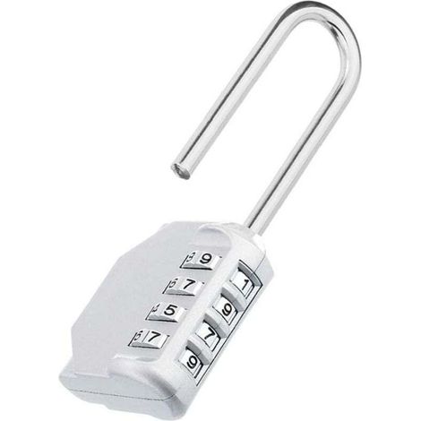 Cadenas à grande poignée Ulisem, cadenas à code à 4 chiffres, Cadna, pour salle de sport, vestiaire, université, école, escape game, argent (1/4)