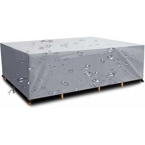 Housse pour mobilier de jardin, toile Oxford 420D, nappe imperméable, bâche avec protection en corde, argentée, 287 x 155 x 82 cm (1/5)