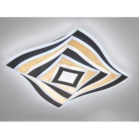 LED Deckenleuchte HERO Schwarz Gold mit Fernbedienung, Quadrat 50cm (1/5)