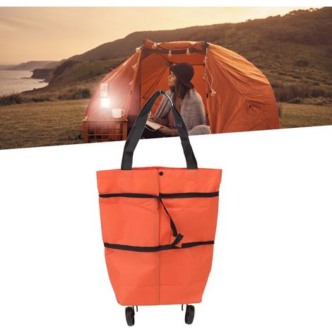 Caddie Shopping Transportable Sac Polyvalent Oxford Pliable à Roulette Capacité Grande Zipper Orange pour Courses Camping et Voyages (1/5)