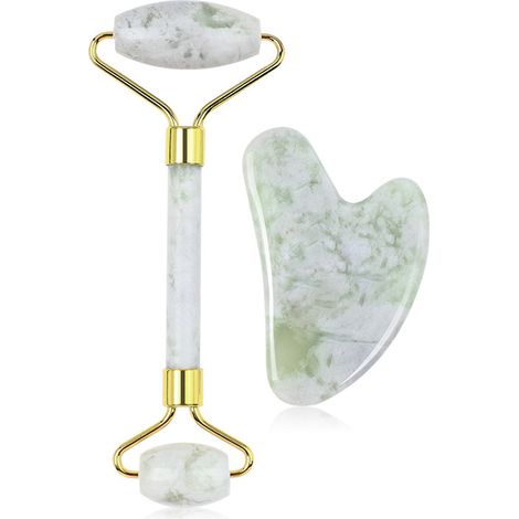 Bâton de massage Gua Sha en jade naturel cristal, cadeau de bien-être, outils de soin du visage relaxants (1/5)