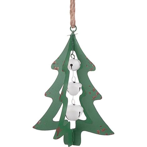 Pino con Campane Verde pendaglio per albero di Natale decorazione natalizia h 33 cm