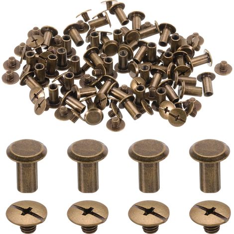 50set M5 x 10mm pour DIY Ceinture Sac Livre Reliure Bronze (1/5)