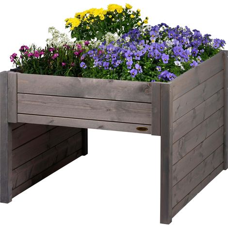Grand Garage pour Robot Tondeuse en Bois avec bac à Plantes avec Film – Garage pour Tondeuse à Gazon – 79 x 73 x 56 cm – Anthracite (1/5)