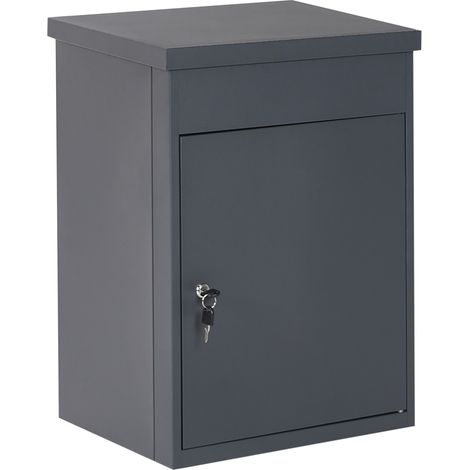Buzón de paquetería de acero cerradura con llave tapa abatible resistente a la intemperie exterior gris grafito Scalea (1/5)