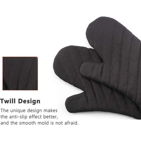 Gants de cuisine, gants de four, gants de four, gants isolants, gants verts et longs pour fours et grils, gants de cuisine, gants de cuisine, noirs, 1 paire (1/5)