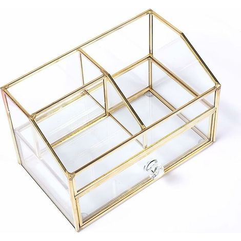 Makeup Organizer, Glass, for Palette Brushes, Foundation, Nail Polish, Hairpins, Ideal for Sink and Bathroom (1/5)