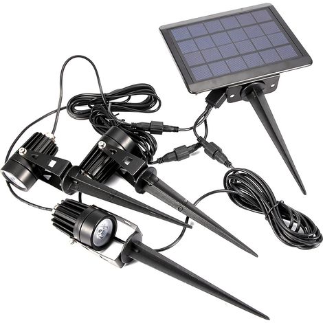 Projecteur solaire extérieur à 3 lampes pour jardin ou cour-AquaForge (1/5)
