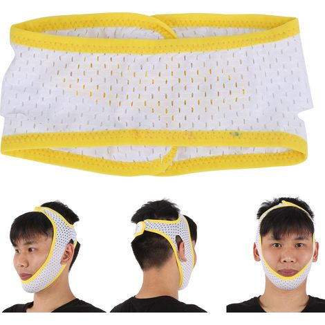 Sangle Anti-Ronflement Adulte avec Bords Doux - Mentonnière Respirante et Confortable (Jaune)