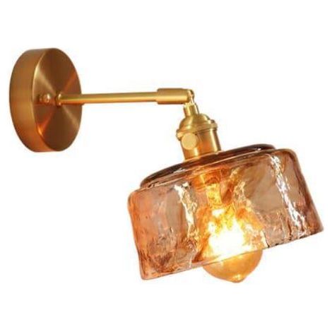 Lampe en Verre de Cristal Applique Murale en Verre Cuivre Laiton Applique Murale , Lampe de Chevet E27 Appliques dorées (Sans source lumineuse) (1/2)