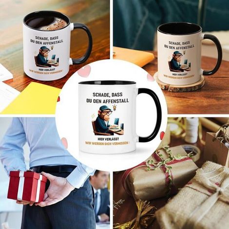 Cadeau adieu pour collègue, tasse cadeau adieu pour 320ml Clapier à Singe Noir, changement emploi MUG