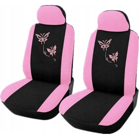 Lot de 4 housses de siège avant roses pour camions, motif papillon, taille universelle pour la plupart des voitures (1/5)