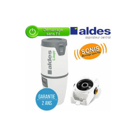 Aldes – Centrale d’aspiration C.Axpir Comfort 1600W – Filtration cyclonique sans sac – Surface jusqu’à 300 m² – Prise de service intégrée