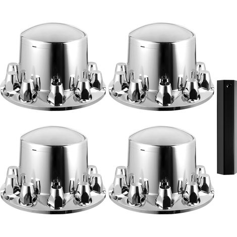 VEVOR Assale Posteriore Copridado Ruota Bombato per Semirimorchio, Set Combinato di 4 Pezzi, Copridado Ruota in ABS Elettrolitico, Copriruota a Cupola per Autocarri, Decorazione auto Argento Brillante