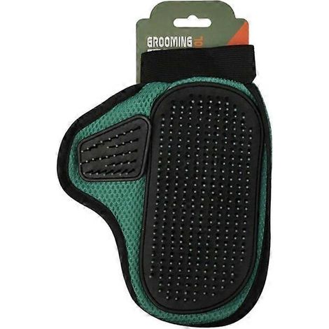 Gants de toilettage pour chats et chiens, brosse de bain et de massage, en TPR et tissu mesh, vert olive et gris, lot de 2 (vert + gris) (1/5)