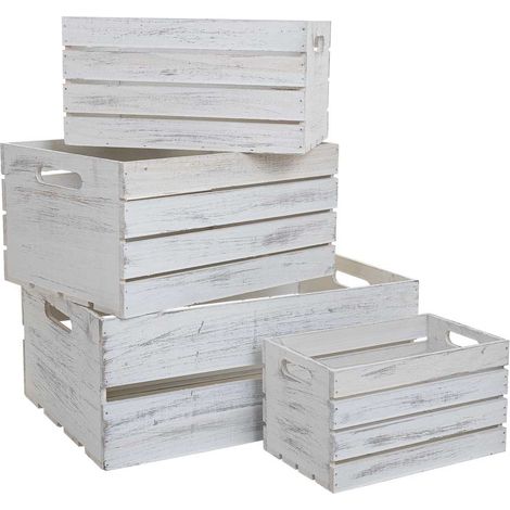 Set 4 Cestos de madera blancos