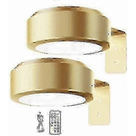 Lampe murale sans fil à intensité variable avec télécommande lampe à dessin à piles RGB 13 couleurs - Lot de 2 - dorée (1/5)