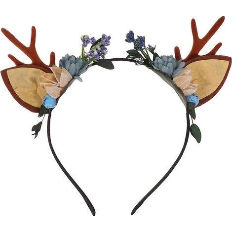 serre-tête de Noël en forme de bois de cerf, motif floral, accessoire de coiffure tendance pour les fêtes d'enfants (Motif 1)-22.00X16.00X3.00CM (1/3)