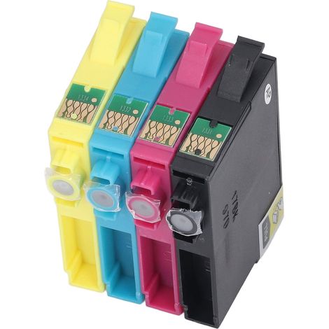 4 Präzisions-Flüssigtintenpatronen in Schwarz, Cyan, Magenta und Gelb mit Anti-Fade-Technologie, kompatibel mit Stylus T1331, T1332, T1333 und T1334 (1/5)