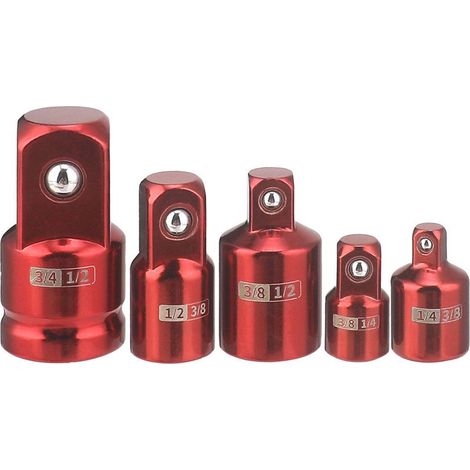 Jeu de 5 Adaptateurs de Douilles Impact SAE 1/4, 3/8, 1/2'' - Kit de Conversion pour Cliquet et Marteau Percuteur - Chrome Vanadium Steel - Adaptateurs Réducteurs et Élargisseurs Sécurisés (1/3)