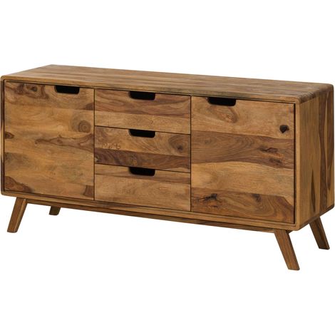 Credenza Sheesham naturale Sabbiato 134x40x65 (BxTxH) montato parzialmente MALMÖ 2 207 (1/4)