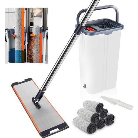 Mop Set, Bucket with Wringer, Microfiber Pad, 155 cm Handle, Aluminum Alloy, Home Floor (1/5)