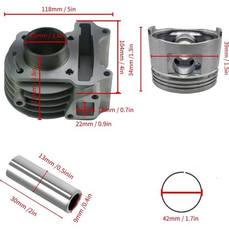 GY6-50/80cc 39mm scooter engine cylinder and piston assembly (1/4)