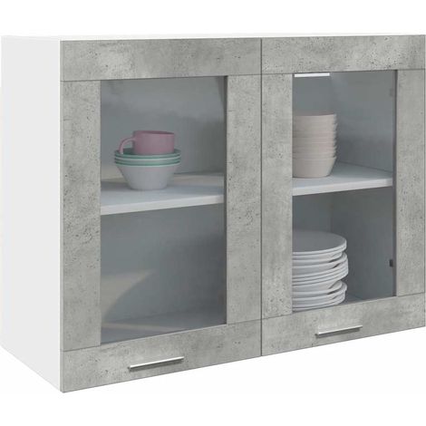 Hängeglasschrank Lyon Betongrau 80x31x60 cm
