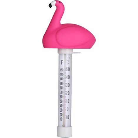 Milageto Thermomètre de Piscine Flottant Décoratif, Design Mignon Multifonction, Thermomètre à Eau Portable Décoratif Facile à Lire, Température de l'Eau pour Bain, Baignoire et Aquarium, Flamant Rose