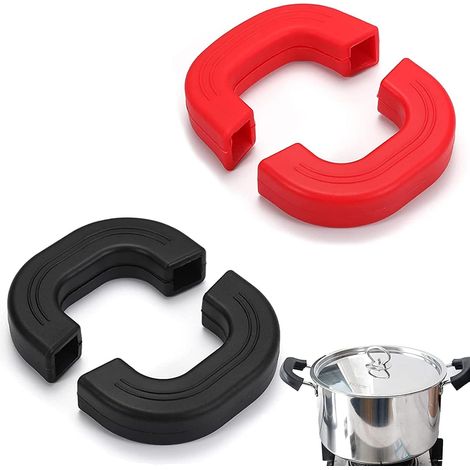 CSPARKV 4 Pcs Pot Handle Holders, CHmiss Silicone Hot Handle Holder, Silicone Pot Handle, Insulated Cooking Finger Protector (1/5)