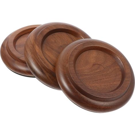 Tasses de Piano en Bois Massif Noyer Noir 3 pièces, Patins antidérapants et amortisseurs pour Piano Droit, Protection des Tapis et sols en Bois (1/5)