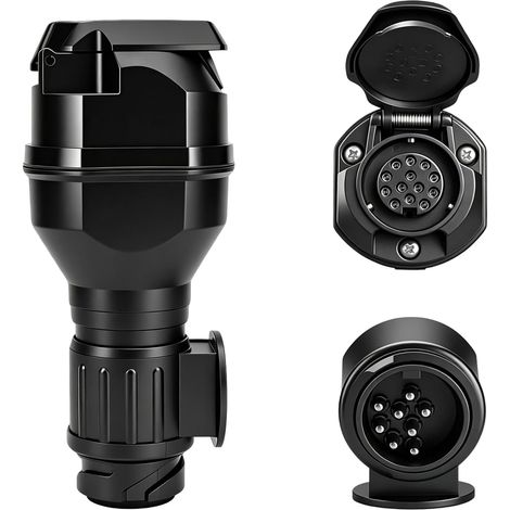 Adaptateur de Prise Remorque LED 13 Broches à 13 Broches, Boîtier Can-Bus avec Résistance de Charge 12V pour Caravane et Porte-vélos, Connecteur étanche avec Clapet pour Feux Arrière (1/5)