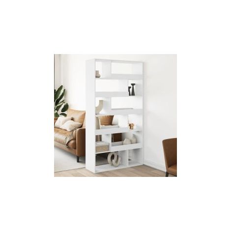 Cloison de séparation blanc 100x33x187,5 bois d'ingénierie (1/5)